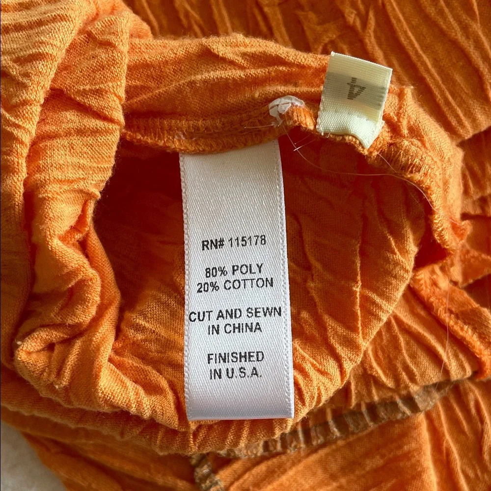 Crinkled Long-Sleeve Tee in Orange - Picture 7 of 9